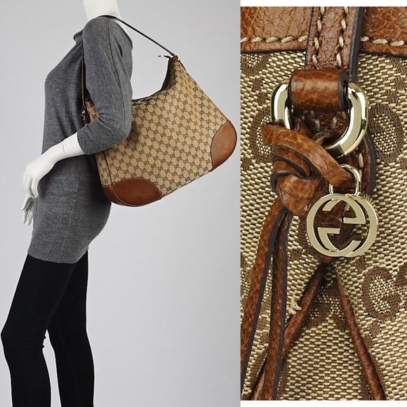 BIG HOBO GUCCI Bree Original GG Canvas Hobo Bag, Tan/Browns - Picture 12 of 13